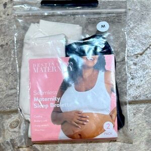 NWT size Medium  Maternity Seamless Sleep Bralette 2-Pack - Black and White